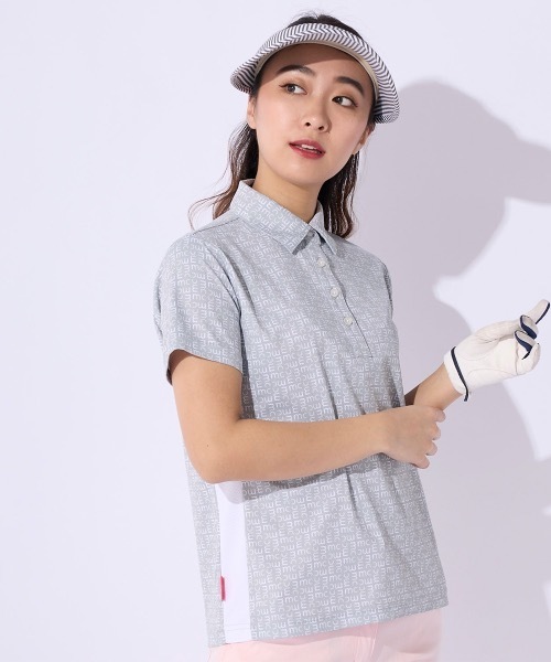 ブラウス シャツ 「marie claire/マリ.クレール」レディースドット柄半袖シャツ　接触冷感　ゴルフ レディース Marie Claire ブラウス シャツ 「marie claire/マリ.クレール