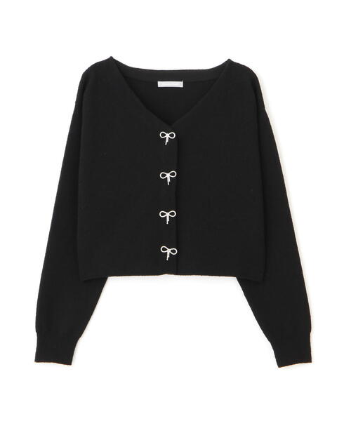 JILL STUART パープル クロップドカーディガン JILL by STUART ニット セーター パール＆ビジュートッピング