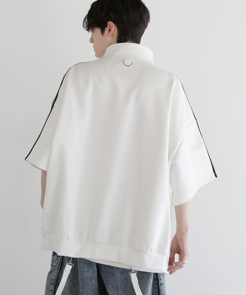 tシャツ ルーズシルエットコットンポンチドレープトラックハーフジップ半袖プルオーバー メンズ レディース | LILL | 09