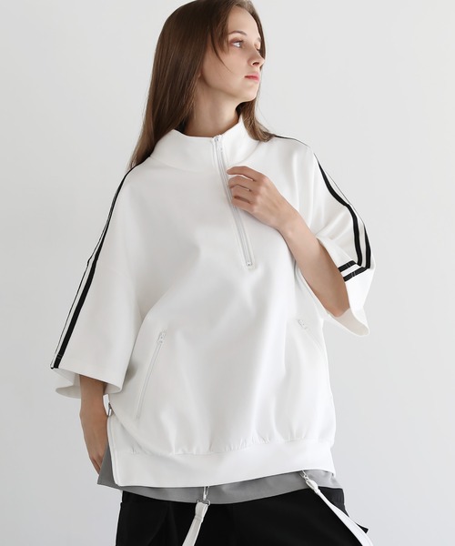 LILL tシャツ ルーズシルエットコットンポンチドレープトラック