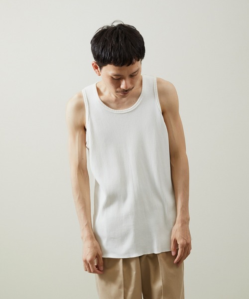 ATON エイトンSUPIMA AIR オーバーサイズタンクトップ 白 ATON（エイトン）の「ATON / スーピマ エア オーバーサイズ