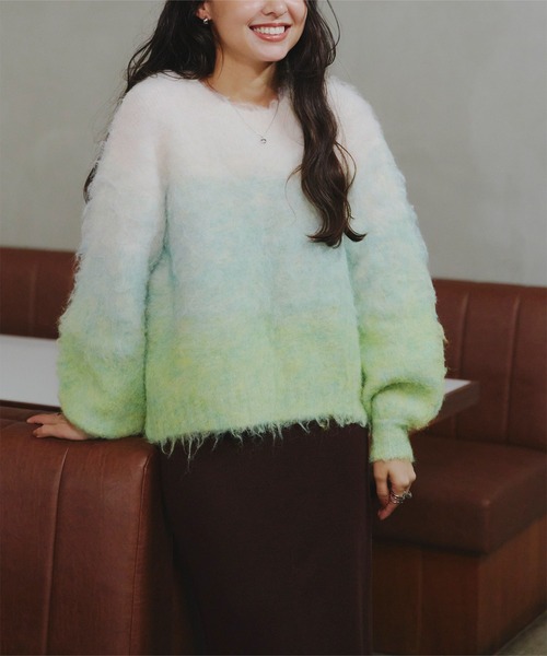 titivate ニット セーター グラデーションモヘアライクニットプル