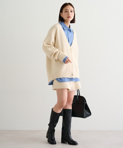 セットアップ 上下セット カーディガン ショートパンツ キルティング Vネック オシャレ お洒落 上品 きれいめ エレガント 高級感 個性派 個性的 ゆったり 大きめ オーバーサイズ 前開き ボタン ルーズ ゆる こなれ感 お得 お買い得 大人可愛い レトロ アンティーク Bonjour Sagan（ボンジュールサガン） セットアップ ニット