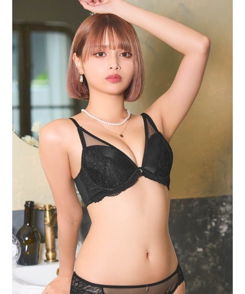 ブラジャー ショーツセット センシュアル シアー レーシィ 育乳 脇高