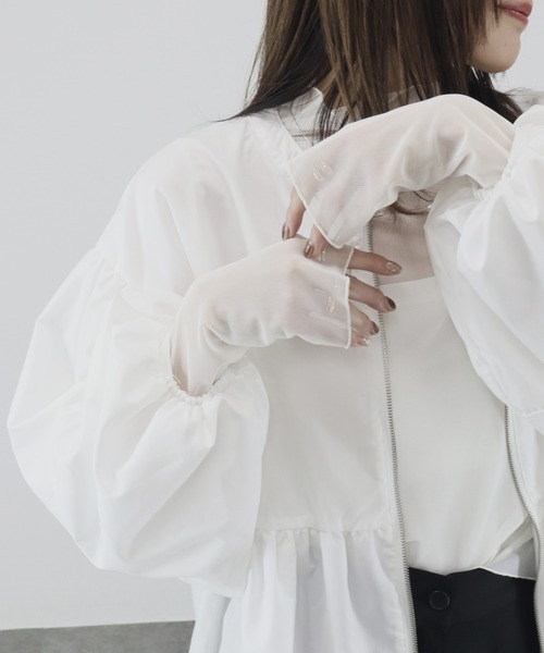 ブラウス シャツ 「ZOZO限定」バルーンスリーブwブルジップペプラムシャツブルゾン／balloon sleeve w zip peplum shir ZOZO限定】バルーンスリーブwブルジップペプラムシャツブルゾン