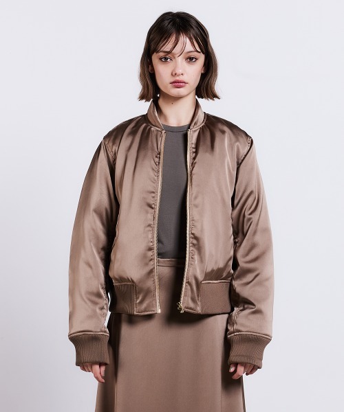 VOTE MAKE NEW CLOTHES サテンMA-1ジャケット ベージュM