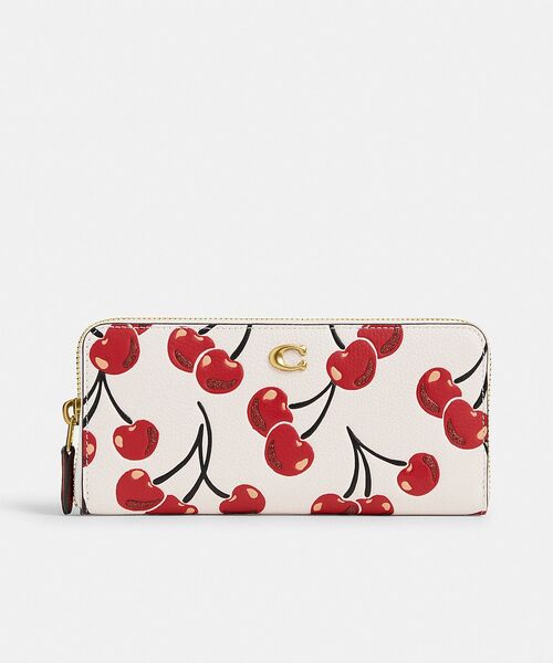【COACH】チェリー柄 スリム アコーディオン 長財布 COACH 財布 スリム アコーディオン ジップ ウォレット・チェリー