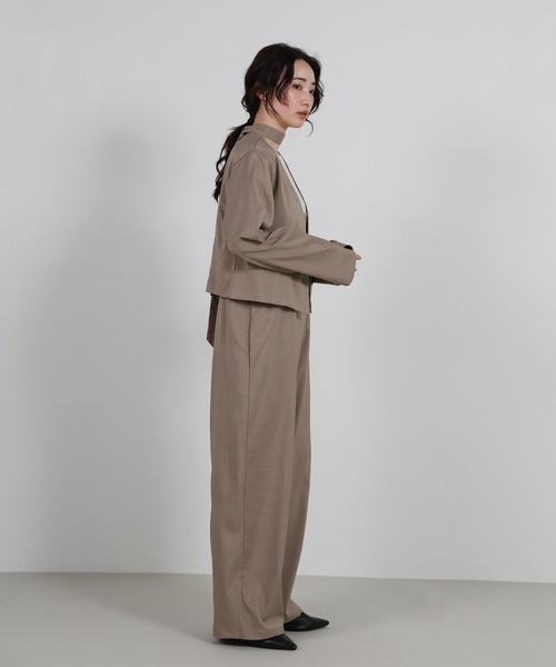 セットアップ レディース コーデ  オフィス 膝丈  サロペット ジャケット 楽天市場】【店内全品2BUY10％OFF】【Et】【Et】No-Collar Jacket