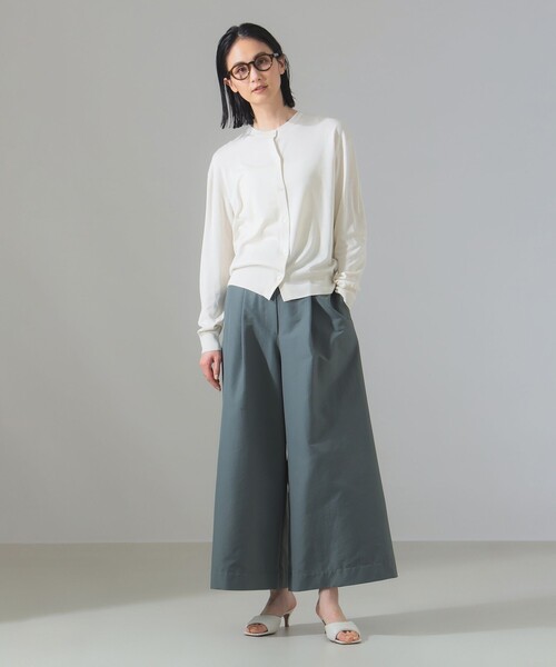 カーディガン シルク クルーネック カーディガン「手洗い可」 レディース Demi-Luxe BEAMS カーディガン シルク クルーネック