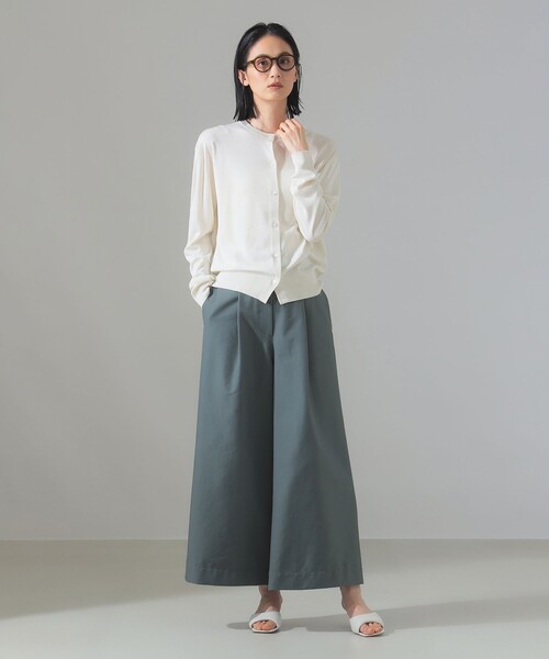 カーディガン シルク クルーネックカーディガン レディース Demi-Luxe BEAMS カーディガン シルク クルーネック