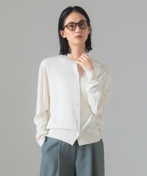 Demi-Luxe BEAMS カーディガン シルク クルーネック