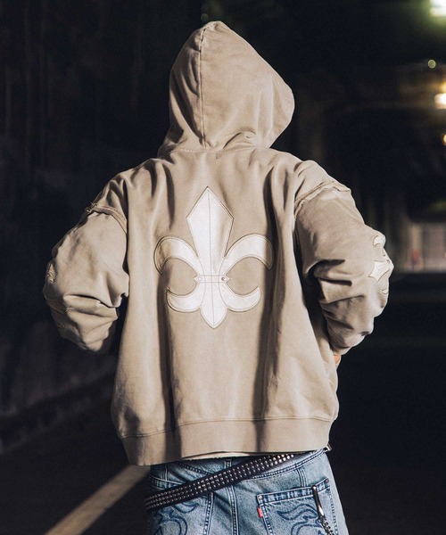 別注 SUPPLIER FLEUR LEATHER PATCH ZIP HOODIE ベージュ SUPPLIER/【LHP EXCLUSIVE】FLEUR LEATHER PATCH ZIP HOODIE