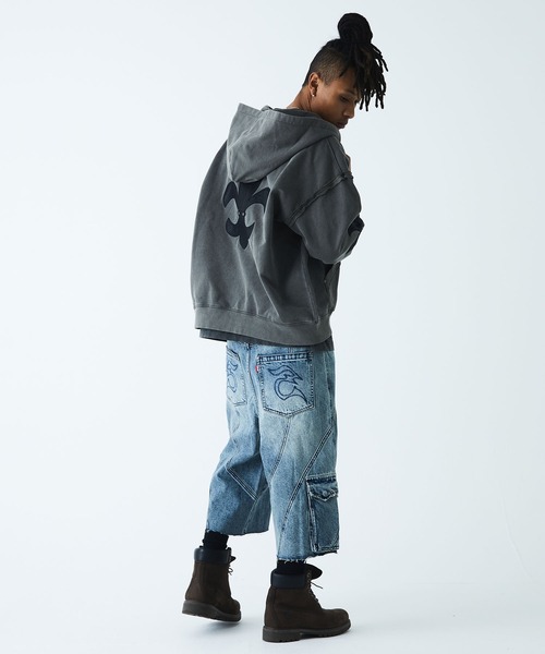 SUPPLIER パーカー フーディー｜Fleur Leather Patch Zip hoodie