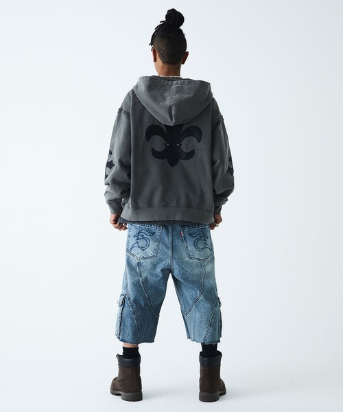GBP フーディー パーカー XL SUPPLIER パーカー フーディー｜Fleur Leather Patch Zip hoodie