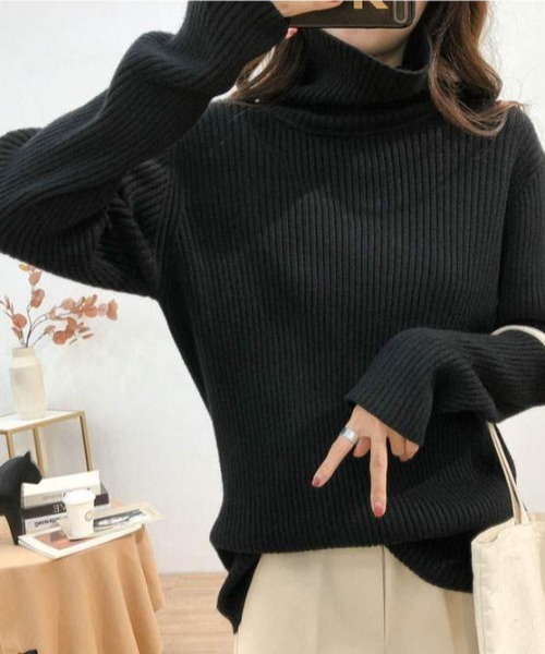 「ABITOKYO」 タートルネックニット FREE グレー レディース_画像3