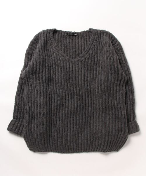 「Heather」 Vネックニット FREE チャコールグレー レディース_画像2