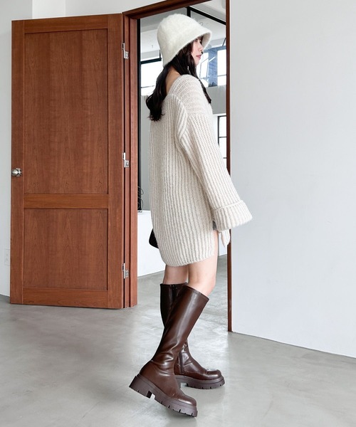 「Heather」 Vネックニット FREE チャコールグレー レディース_画像8