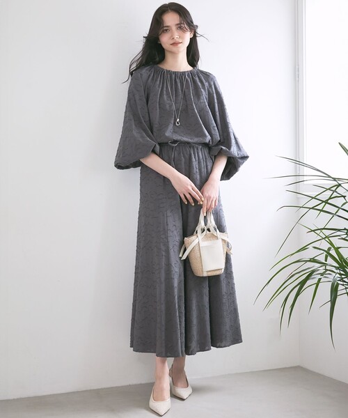 ✨未使用タグ付き✨23区【洗える】SLOW カットジャカード ブラウス 38 黒