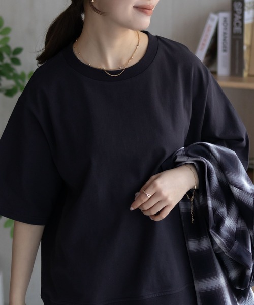 NAVY tシャツ 半袖 「 綿 100% 裾リブTシャツ レディース : ZOZOTOWN