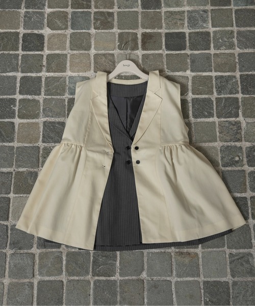 lawgy ベスト ジレ peplum button accent vest / ペプラムボタン
