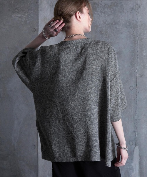 tシャツ 「SERACE」Loose silhouette side zip tweed short sleeve t-shirt / ルーズシルエッ | SERACE | 05