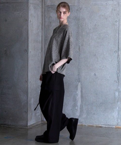 tシャツ 「SERACE」Loose silhouette side zip tweed short sleeve t-shirt / ルーズシルエッ | SERACE | 17