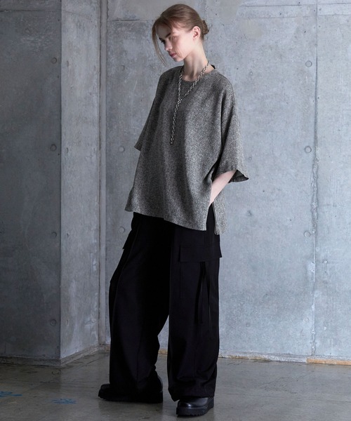 SERACE tシャツ 「SERACE」Loose silhouette side zip tweed