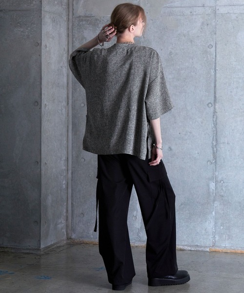 tシャツ 「SERACE」Loose silhouette side zip tweed short sleeve t-shirt / ルーズシルエッ | SERACE | 20