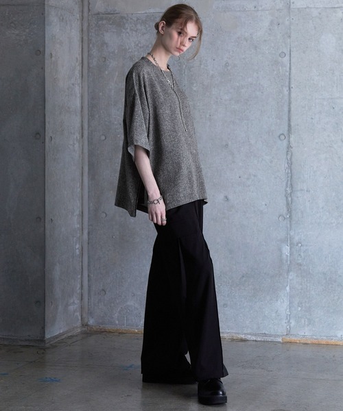 tシャツ 「SERACE」Loose silhouette side zip tweed short sleeve t-shirt / ルーズシルエッ | SERACE | 21