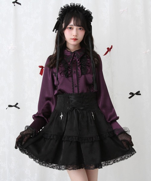 DearMyLove ブラウス シャツ ゴシック風バラレースフリル