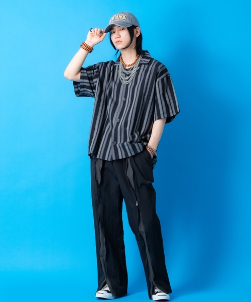 ワイドパンツ パンツ a.p.o.v. フロントダブルジップツートーン