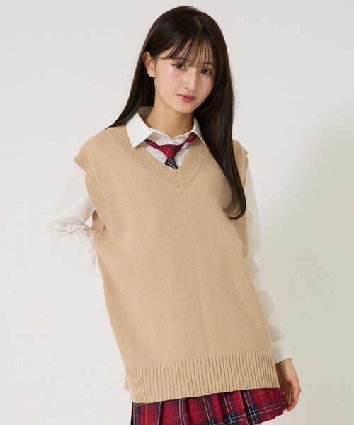 WEGO ベスト ジレ WEGO/「25年春夏新作」無地ニットベスト