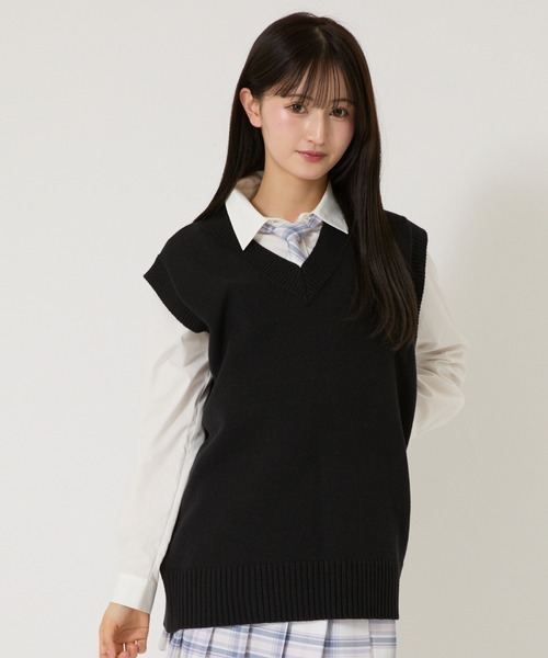 WEGO ベスト ジレ WEGO/「25年春夏新作」無地ニットベスト