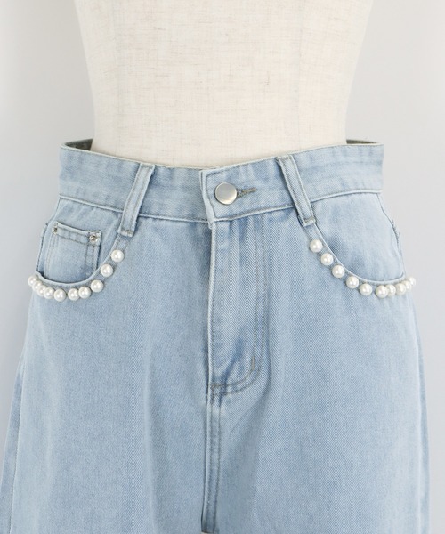 [BLUEEAST] обработка Denim брюки LARGE голубой женский 