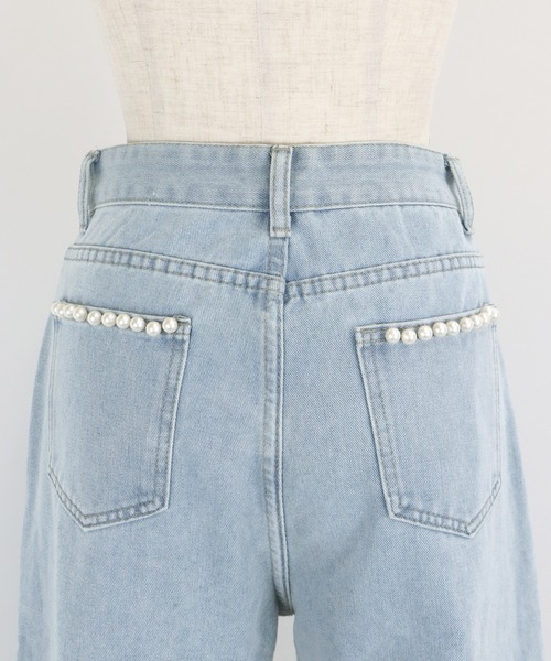 [BLUEEAST] обработка Denim брюки LARGE голубой женский 