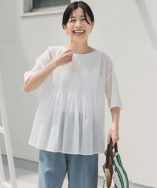 URBAN RESEARCH DOORS ブラウス シャツ 「UR TECH」ボイル