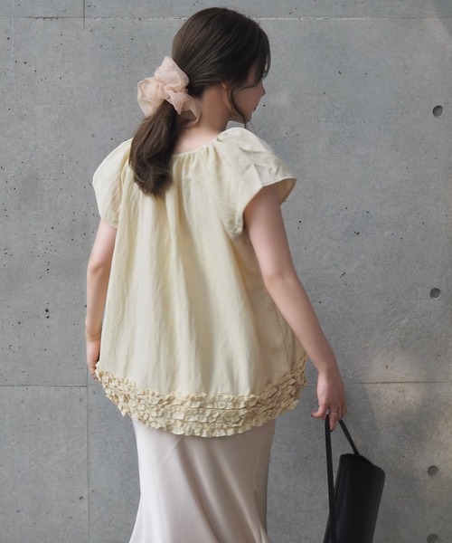 ブラウス シャツ cotton frill hem blouse /コットン 裾フリル 