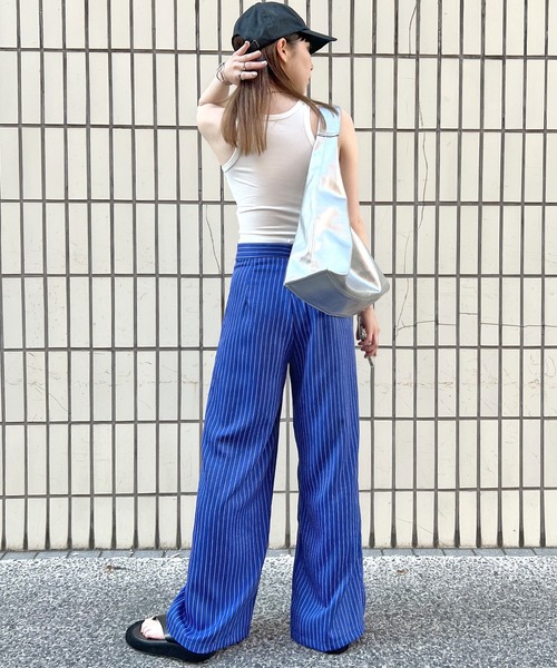 エストレジャ　ストライプストレートパンツ　新品 レイヤードストレートパンツ | Layered stripe pants (kiharu