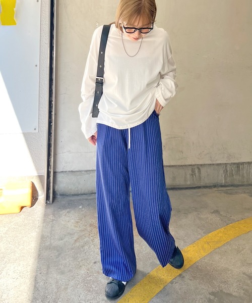 ディストリクト▼ストライプ柄スラックス▼48サイズ▼ウエスト約86cm ディストリクト▽ストライプ柄スラックス▽48サイズ▽ウエスト約