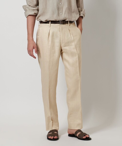 SOVEREIGN UNITED ARROWS リネンイージースラックス XL UNITED ARROWS パンツ リネンツイル リラックステーパード