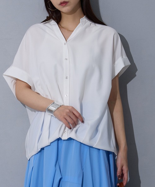 【新品未使用タグ付】Tostalgic clothing 半袖ブラウス ホワイト NICOLE white（ニコルホワイト） ブラウス シャツ 半袖 裾タック
