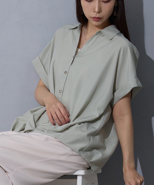 【新品未使用タグ付】Tostalgic clothing 半袖ブラウス ホワイト NICOLE white（ニコルホワイト） ブラウス シャツ 半袖 裾タック
