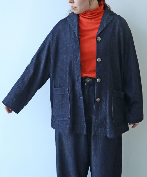 bulle de savon オーバーサイズ　デニム　ジャケット bulle de savon デニムジャケット gジャン 7.7oz denim ブルゾン