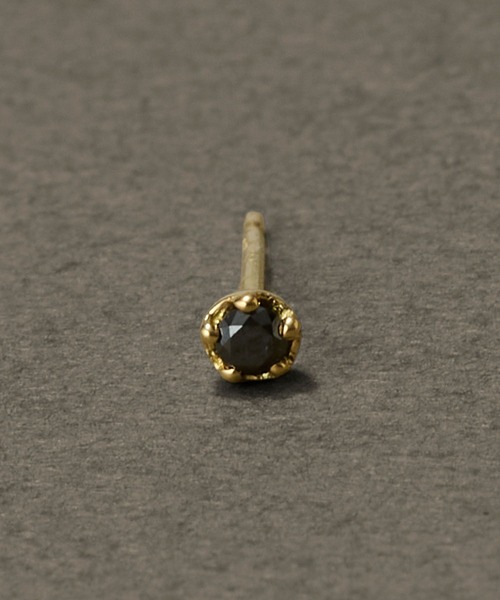 JUPITER ピアス 「K18」ブラック一粒ダイヤピアス/片耳/金属アレルギー