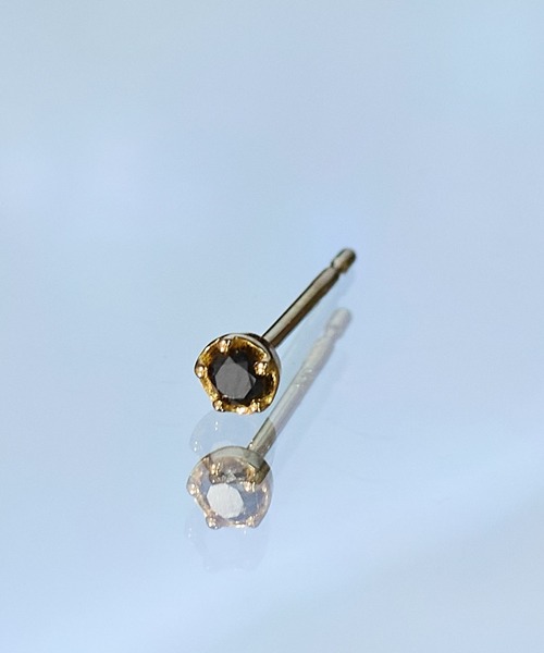 ピアス 「K18」ブラック一粒ダイヤピアス/片耳/金属アレルギー対応「動画あり」 レディース メンズの画像