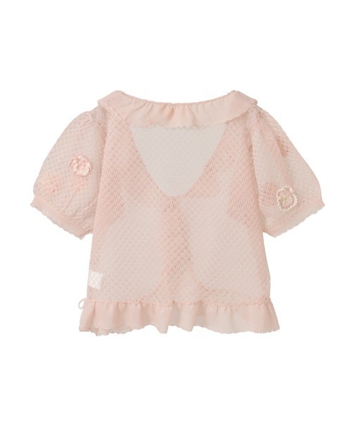 PINK HOUSE 半袖ボレロ PINK HOUSE（ピンクハウス） カーディガン 半袖 パンジーモチーフ使い