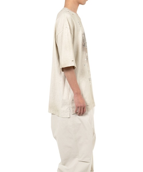 tシャツ 「MIHARAYASUHIRO/ミハラヤスヒロ」EMBELLISHED DISTRESSED TEE/ラインストーン＆スタッズキャットプリン Maison MIHARA YASUHIRO(メゾンミハラヤスヒロ) / Cat Printed