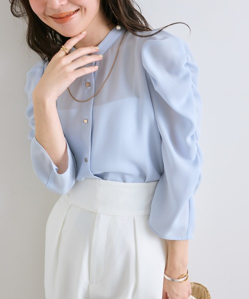 「La boutique BonBon」 7分袖ブラウス FREE サックスブルー レディース