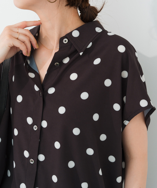 ドットフレンチスリーブシャツ Spick＆Span ブラウス シャツ 「WEB限定3追加」ドットフレンチ