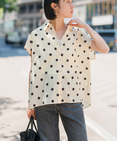 Spick & Span 水玉ドットフレンチスリーブブラウス Spick & Span 水玉ドットフレンチスリーブブラウス - メルカリ